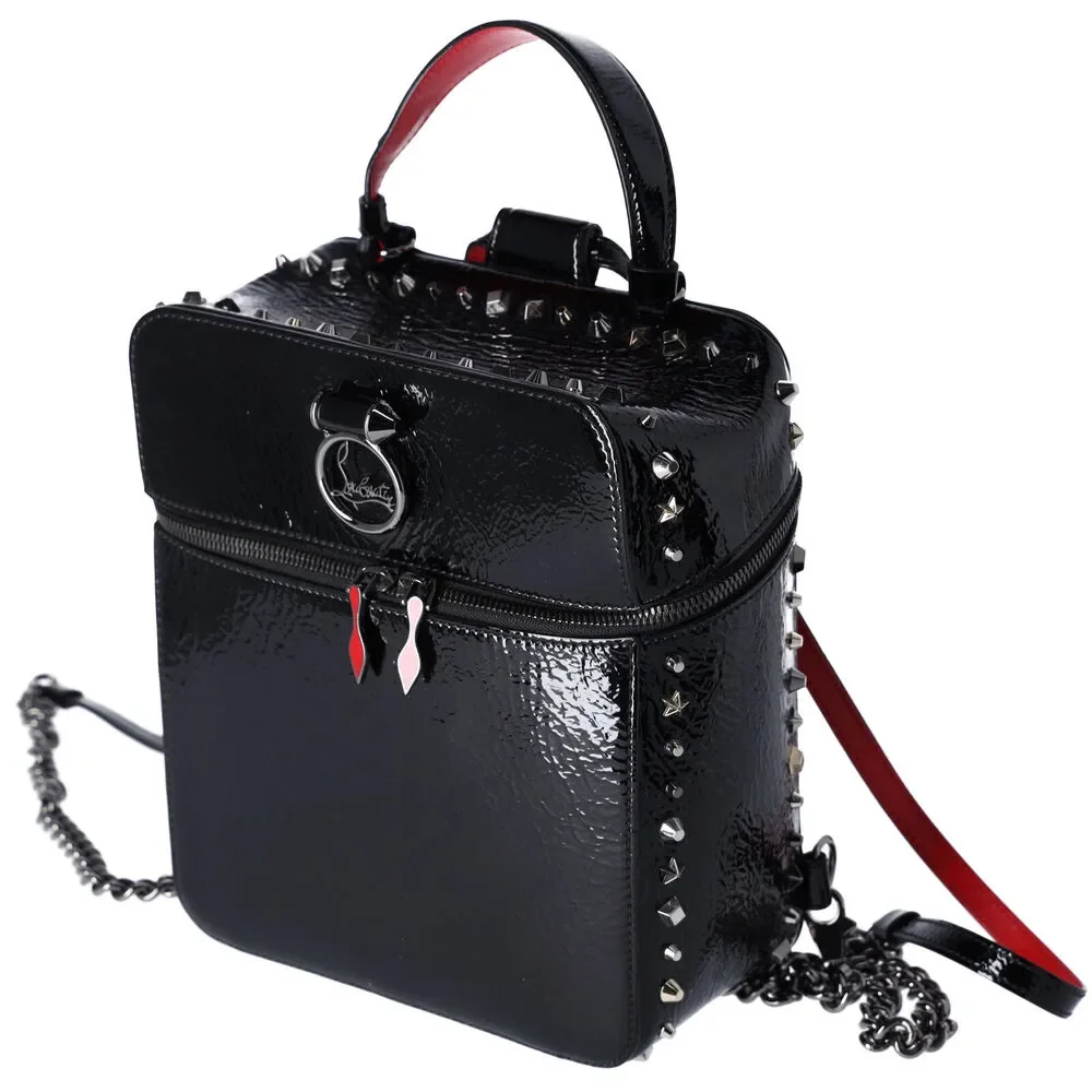 Christian Louboutin Textured Patent Calfskin Rubylou Backpack Black